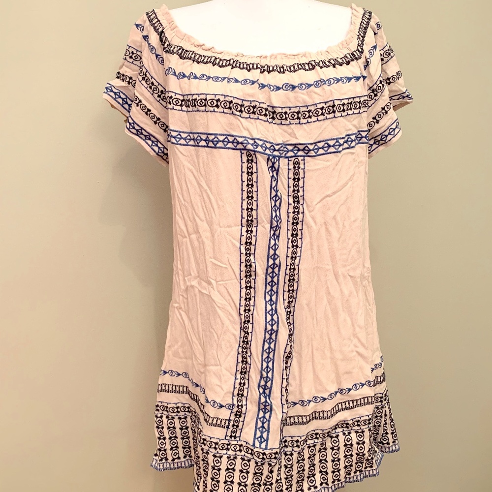 Heartloom Off-Shoulder Blue Embroidered Sundress